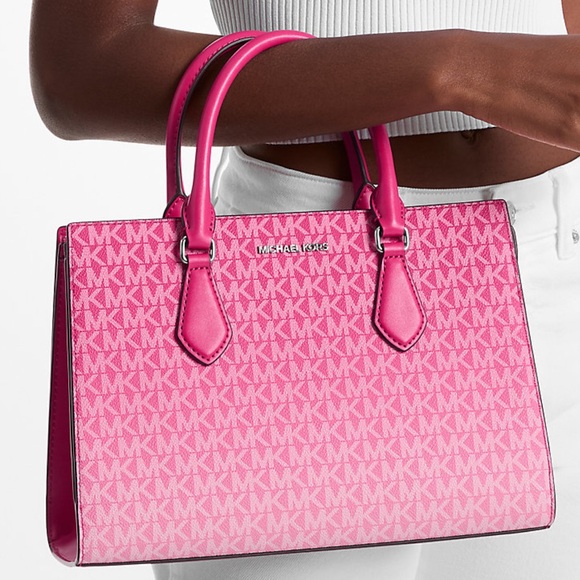 Michael Kors Sheila Medium Ombré Signature CZ Logo Satchel Crossbody Center - Picture 4 of 16